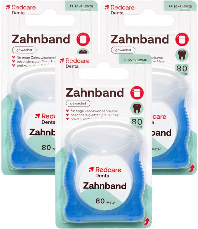 Redcare Zahnband Dreierpack 3x1 St Zahnseide
