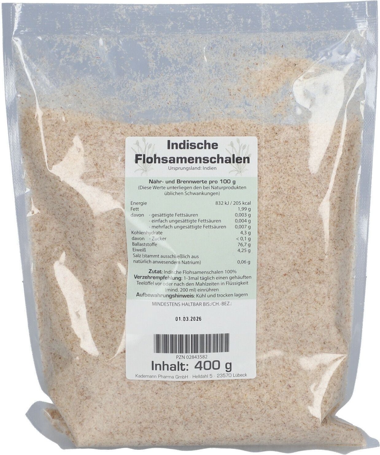 Indische Flohsamenschalen 400 g Beutel