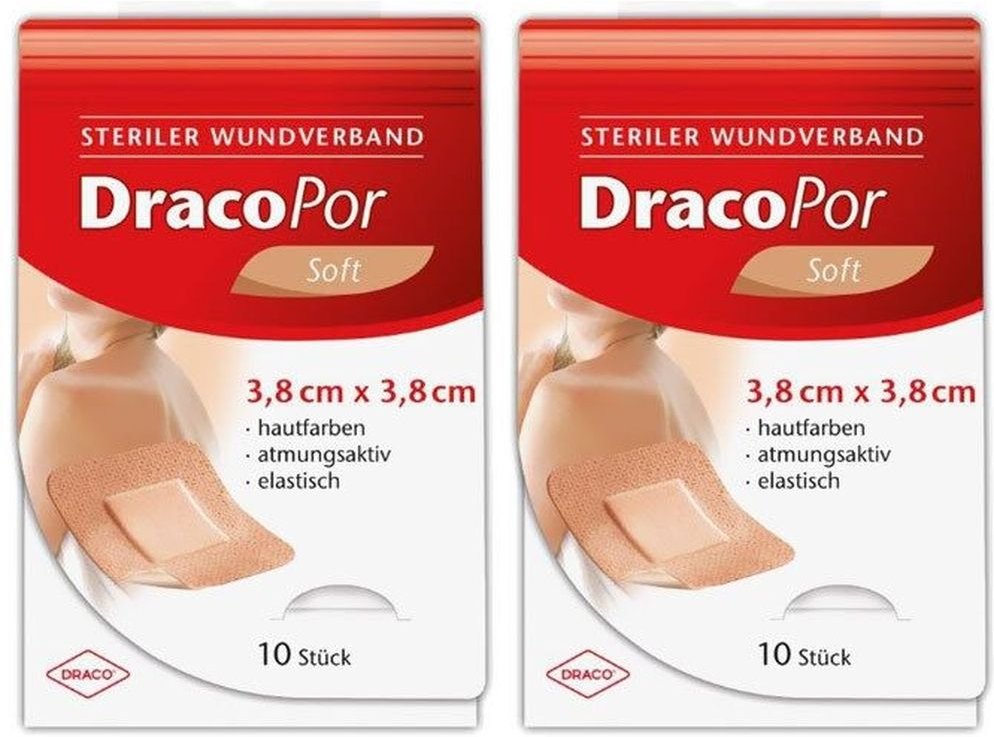 Dracopor Wundverband 3,8x3,8 cm steril hautfarben 2x 2x50 St Pflaster