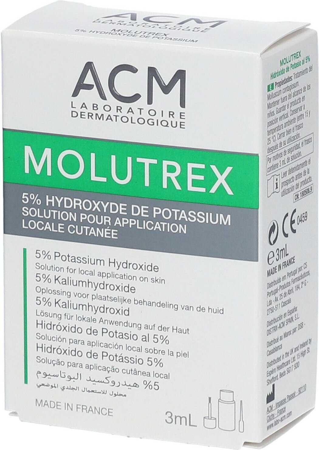 Molutrex - Solution d'hydroxyde de potassium 5 % pour application cutanée. fl 3 ml Lösung