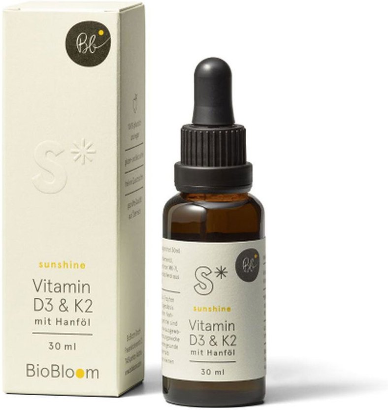 Sunshine Vitamin D3 & K2 mit Hanföl 30 ml Öl