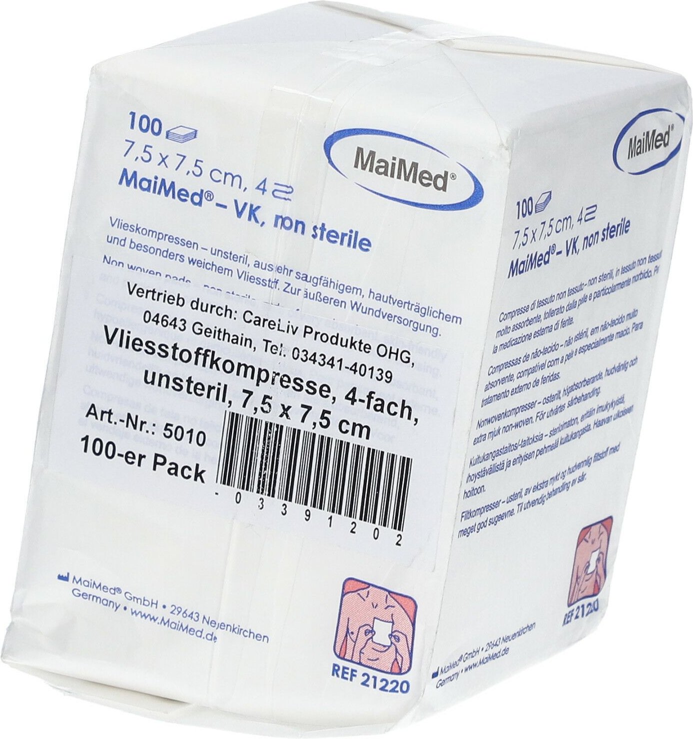 Vliesstoff-Kompressen 7,5x7,5 cm unsteril 4fach