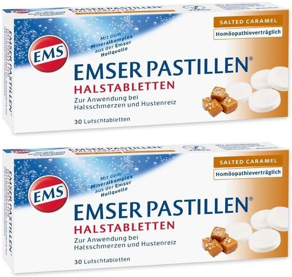 Emser Pastillen Halstabletten salted Caramel 2x 2x30 St Lutschpastillen