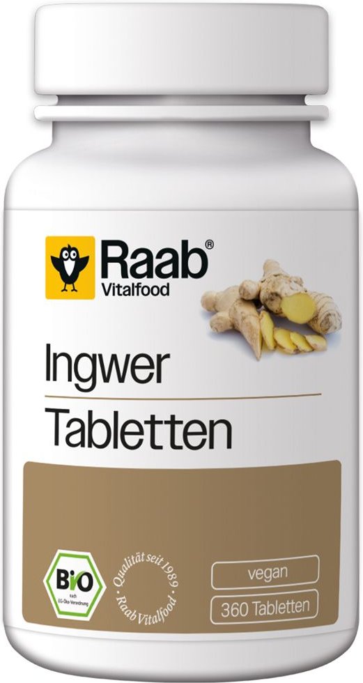 Raab Vitalfood Ingwer Bio Tabletten 360 St Puder