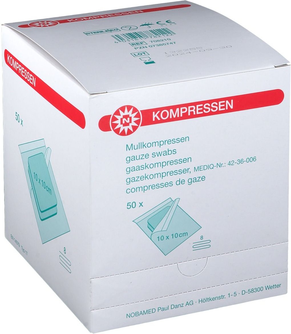 Thumbnail - Mullkompressen 10x10 cm steril 8fach 50x2 St Kompressen