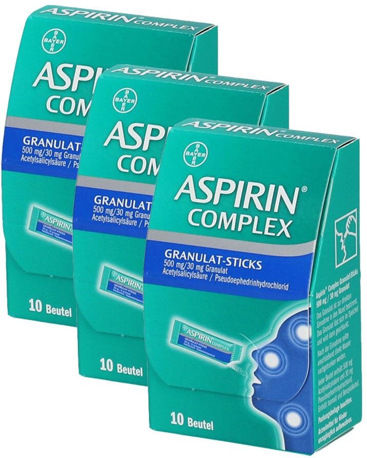 3x Aspirin Complex Granulat-Sticks 500mg/30 mg 3x10 St Granulat