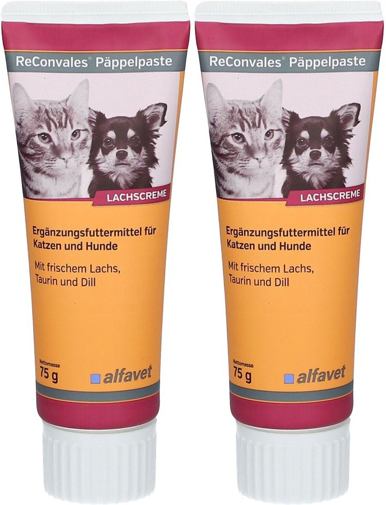 Thumbnail - ReConvales Päppelpaste Lachscreme für Hunde und Katzen Doppelpack 2x75 g Paste