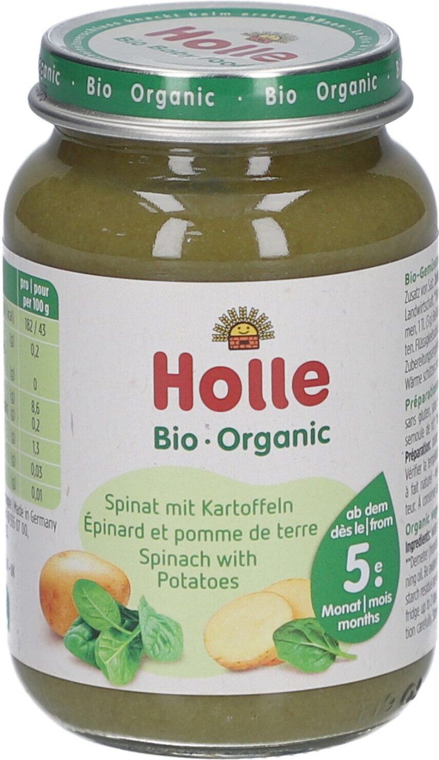 Holle Spinat mit Kartoffeln 190 g Brei