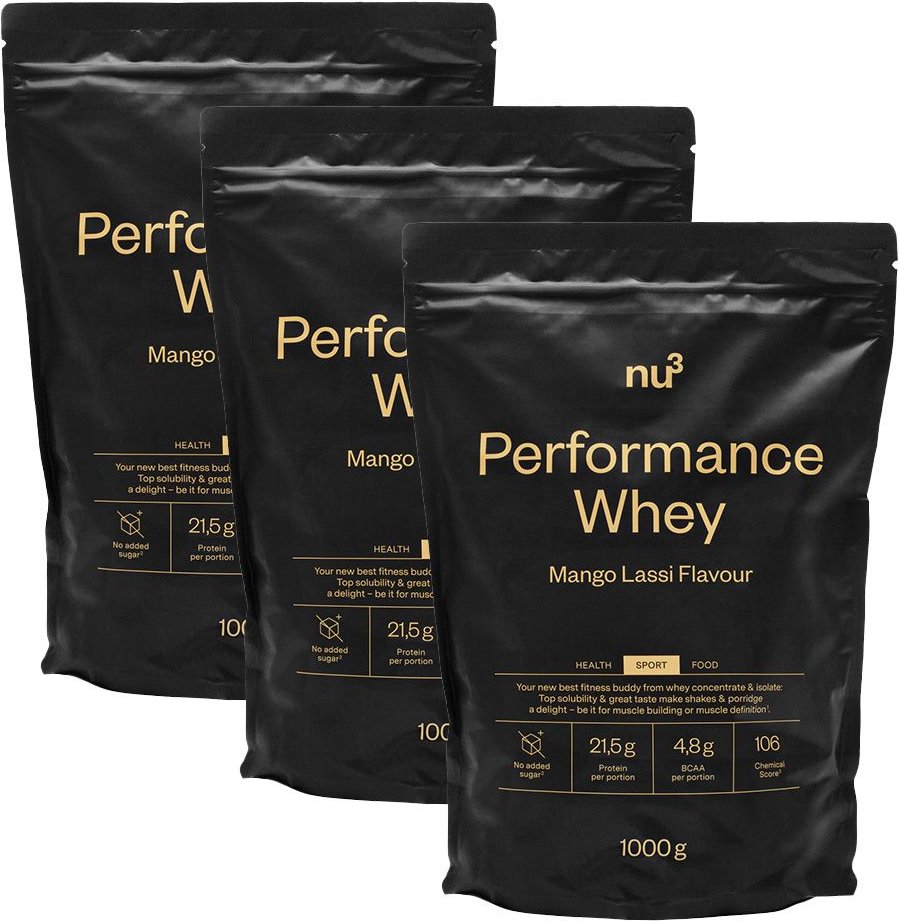 nu3 Performance Whey, Mango Lassi, Pulver 3er-Set 3x1000 g