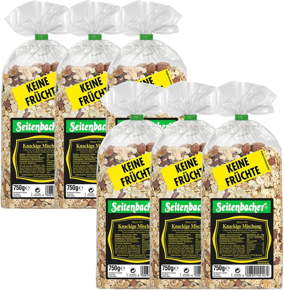6x Seitenbacher Knackige-Mischung 6x750 g Set