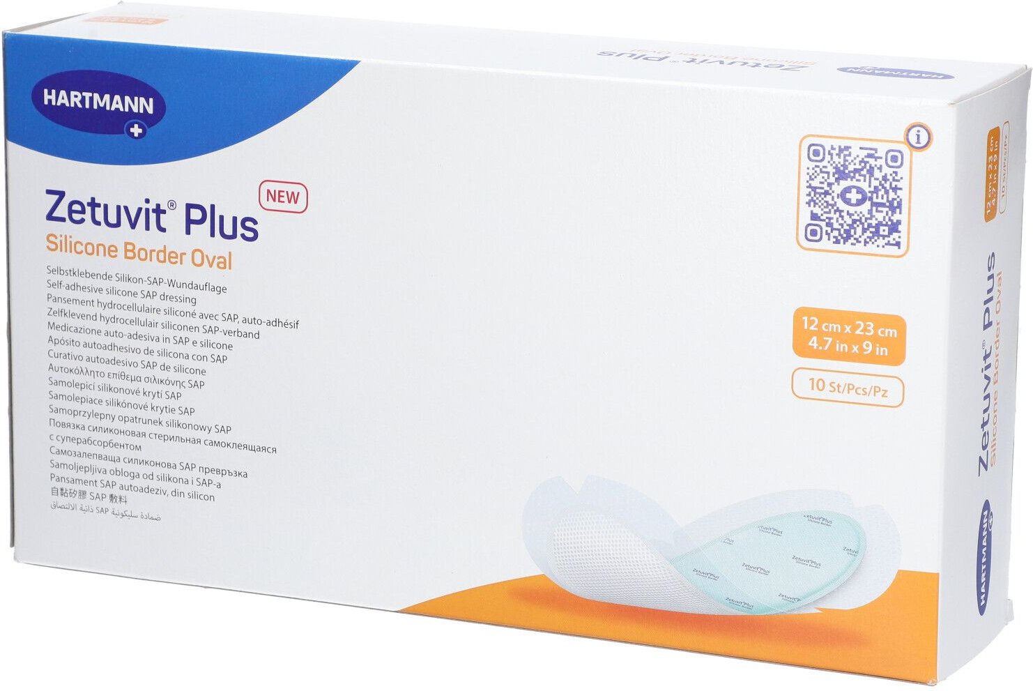 Zetuvit Plus Silicone Border steril oval 12x23cm 10 St Kompressen