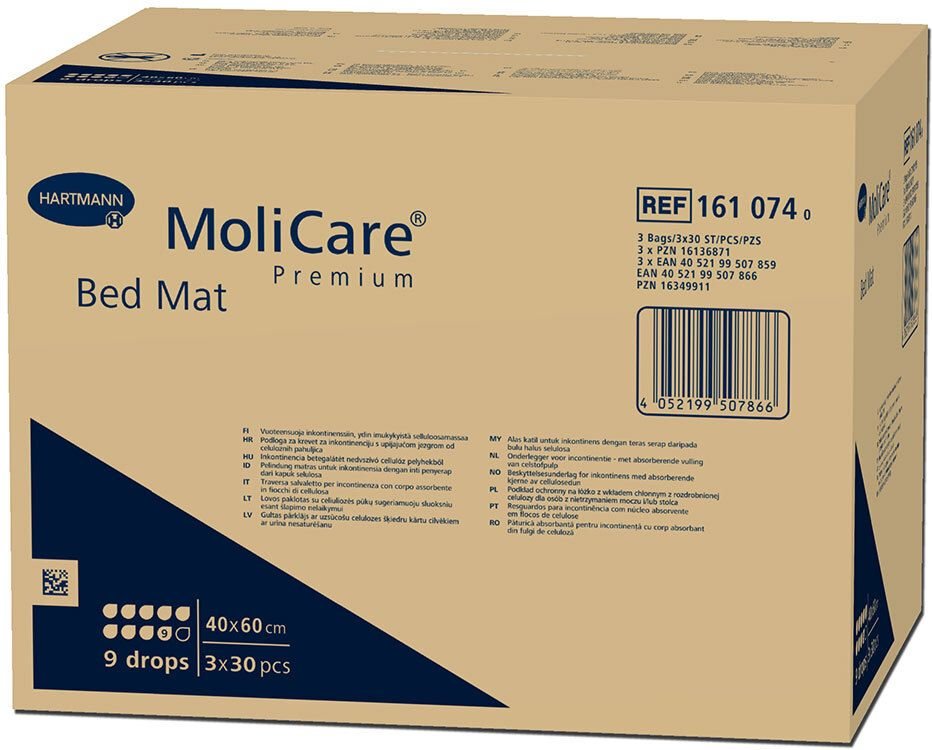 Molicare Premium Bed Mat 9 Tropfen 40x60 cm 3x30 St Unterlagen