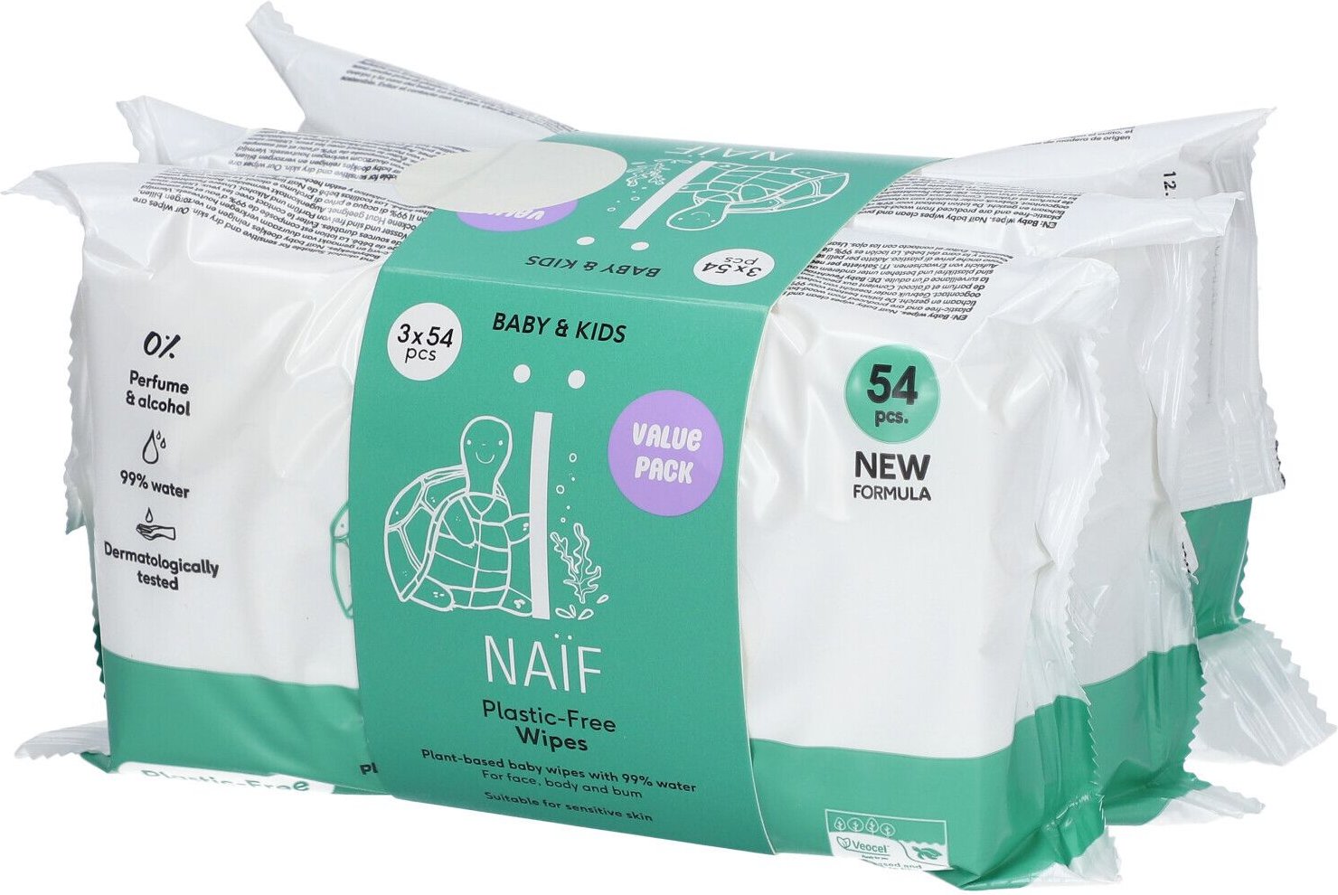 Naif Baby & Kids Plastic Free Wipes 3x54 St Tücher