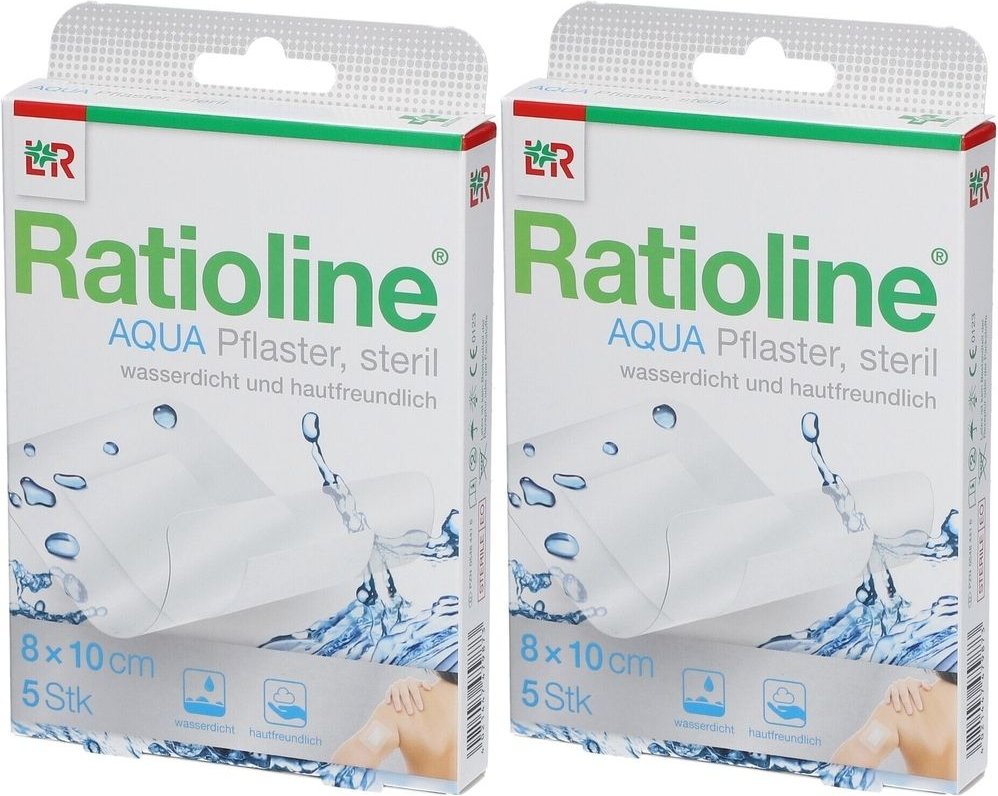 Ratioline aqua Duschpflaster Plus 8x10 cm steril 2x 2x5 St Pflaster