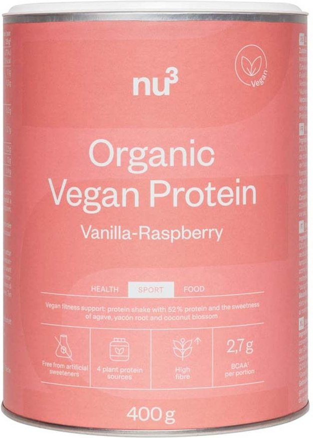 nu3 Bio Vegan Protein Shake, Vanille-Himbeere 400 g Pulver