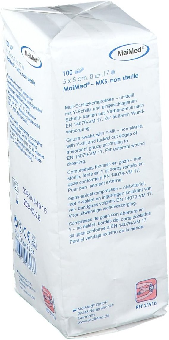 Schlitzkompressen 5x5 cm unsteril 8fach 100 St Kompressen