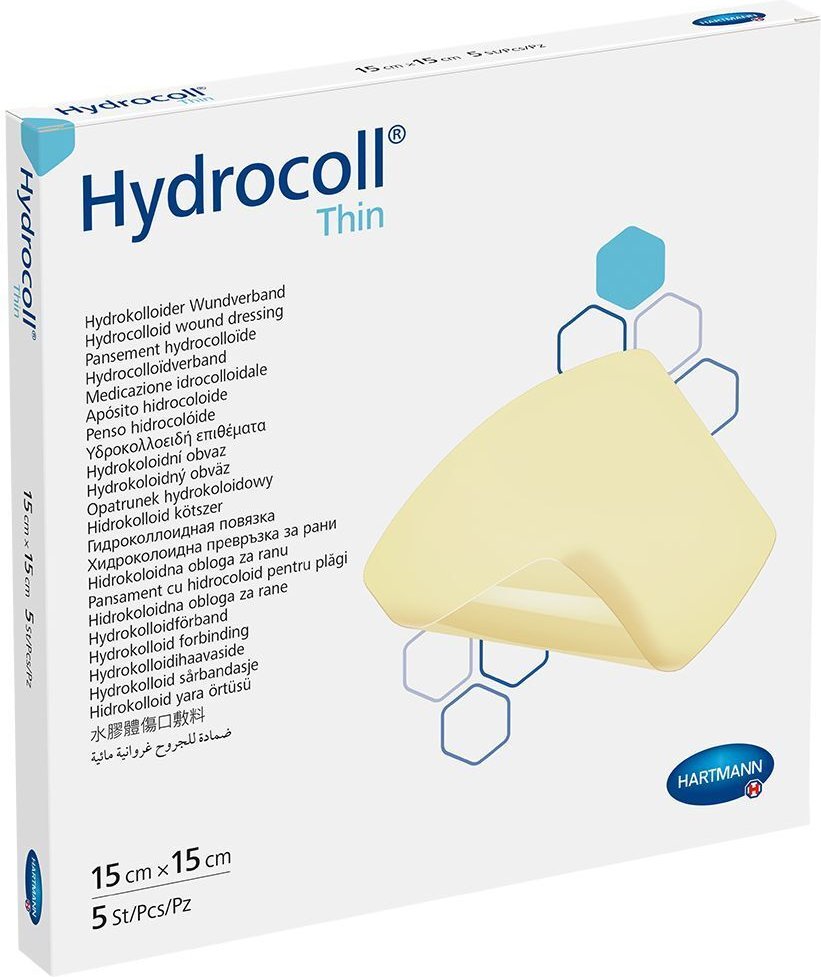 Hydrocoll thin Wundverband 15x15 cm 5 St Kompressen