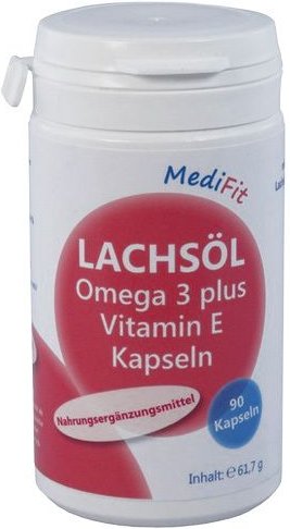Lachsöl Omega-3 plus Vitamin E Kapseln MediFit 90 St