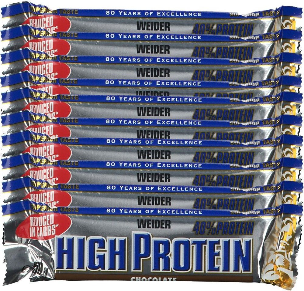 Weider 40 % High Protein Low Carb, Schokolade, Riegel 10x50 g