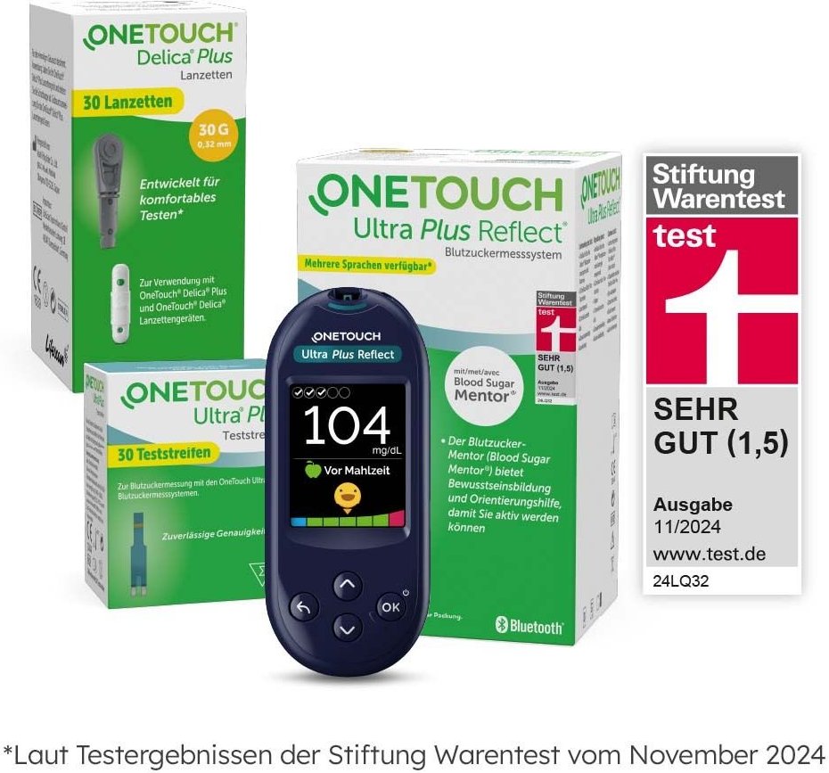 Thumbnail - ONE Touch Ultra Plus Reflect Blutzuckermess.mg/dl & OneTouch Teststreifen 30er 1 St Set