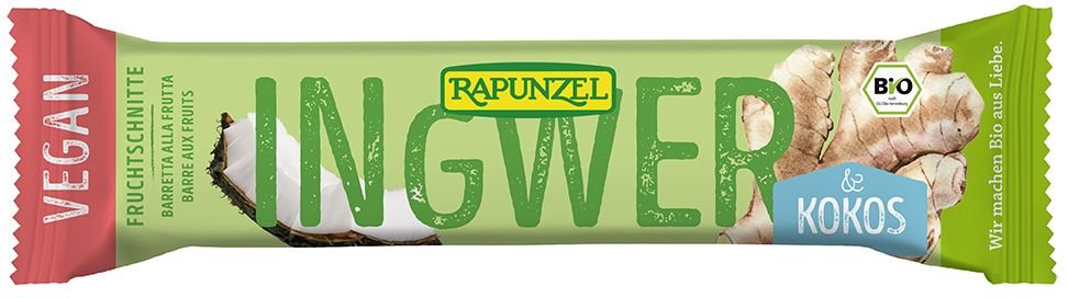 Rapunzel Bio Fruchtschnitte, Ingwer-Kokos 40 g Riegel
