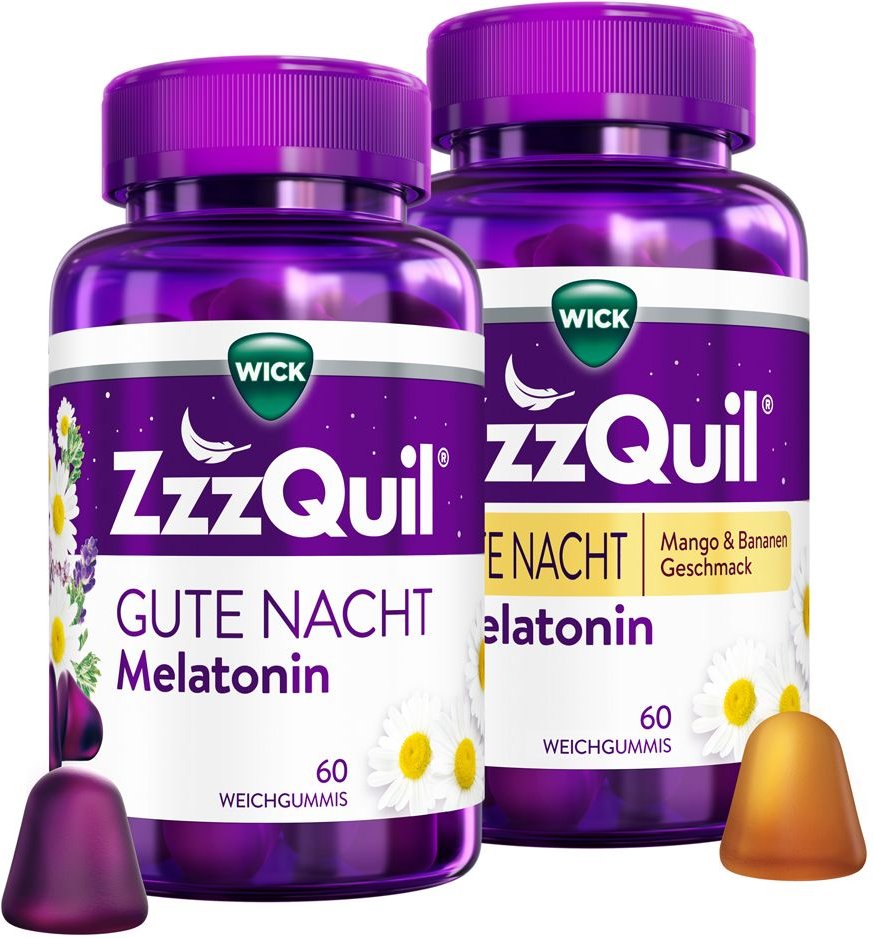 Wick ZzzQuil Gute Nacht mit Melatonin Mango-Banane + 2x60 St Fruchtgummi