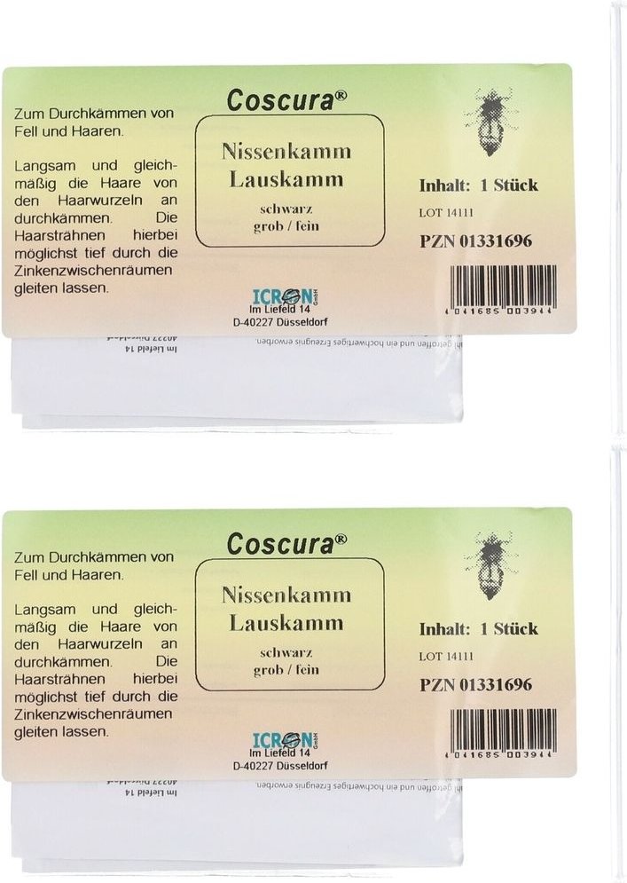 Nissenkamm Lauskamm grob/fein Kunststoff Coscura 2x 2x1 St