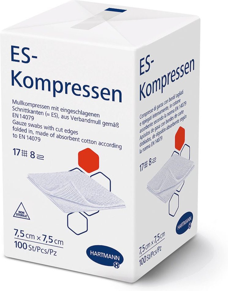Es-Kompressen unsteril 7,5x7,5 cm 8fach 100 St Kompressen
