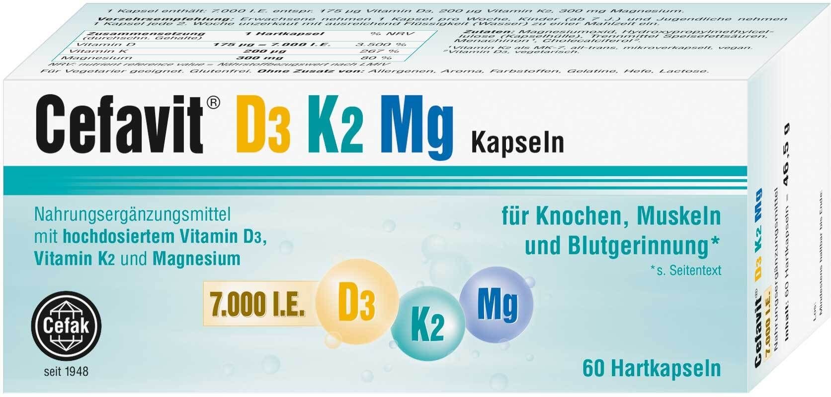 Cefavit D3 K2 Mg 7.000 I.e. Hartkapseln 60 St