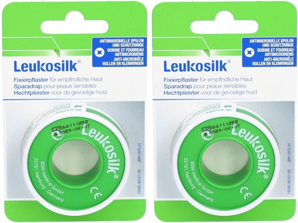 Leukosilk 1,25 cmx5 m Blisterkarte 2x 2x1 St Pflaster
