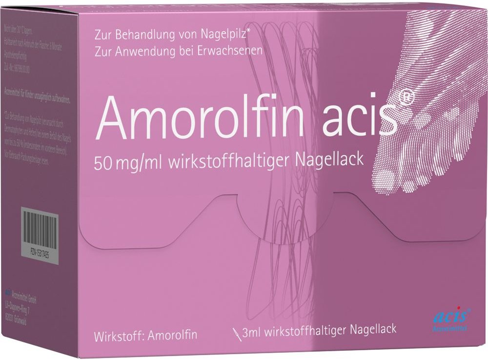 Amorolfin acis 50 mg/ml wirkstoffhalt.Nagellack 3 ml Wirkstoffhaltiger Nagellack