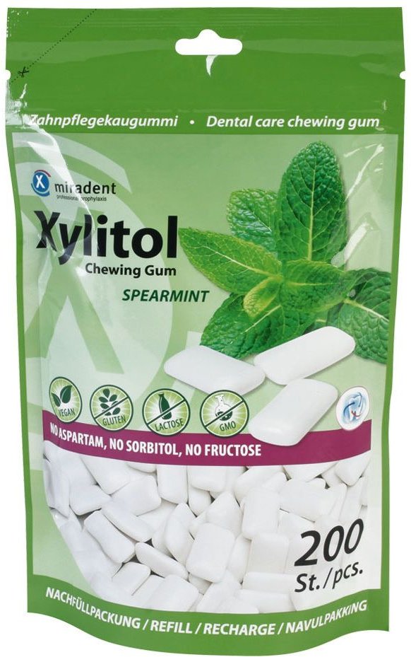 Miradent Xylitol Chewing Gum Spearmint Ref. 200 St Kaugummi