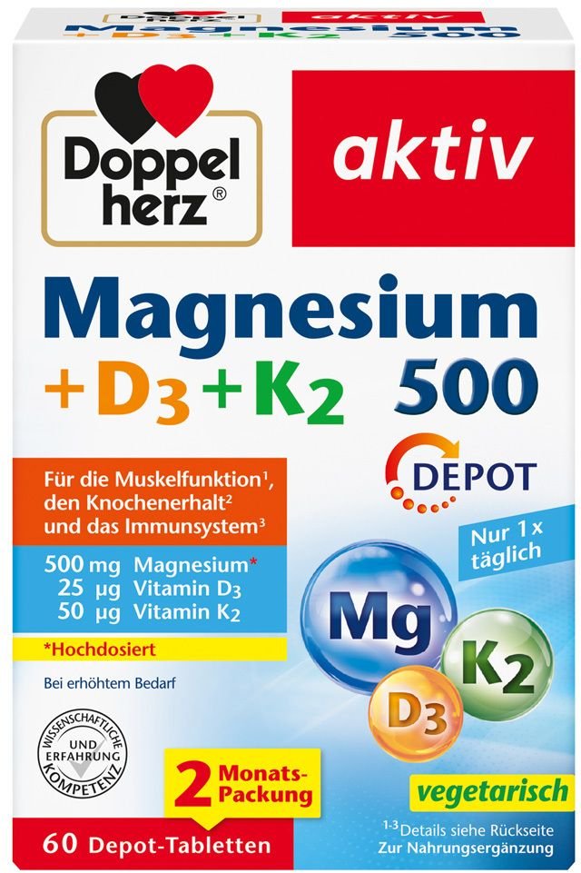 Thumbnail - Doppelherz Magnesium 500+D3+K2 Depot Tabletten 60 St