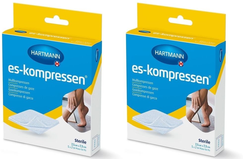 Es-Kompressen steril 7,5x7,5 cm 8fach 17fädig 2x 2x5x2 St Kompressen