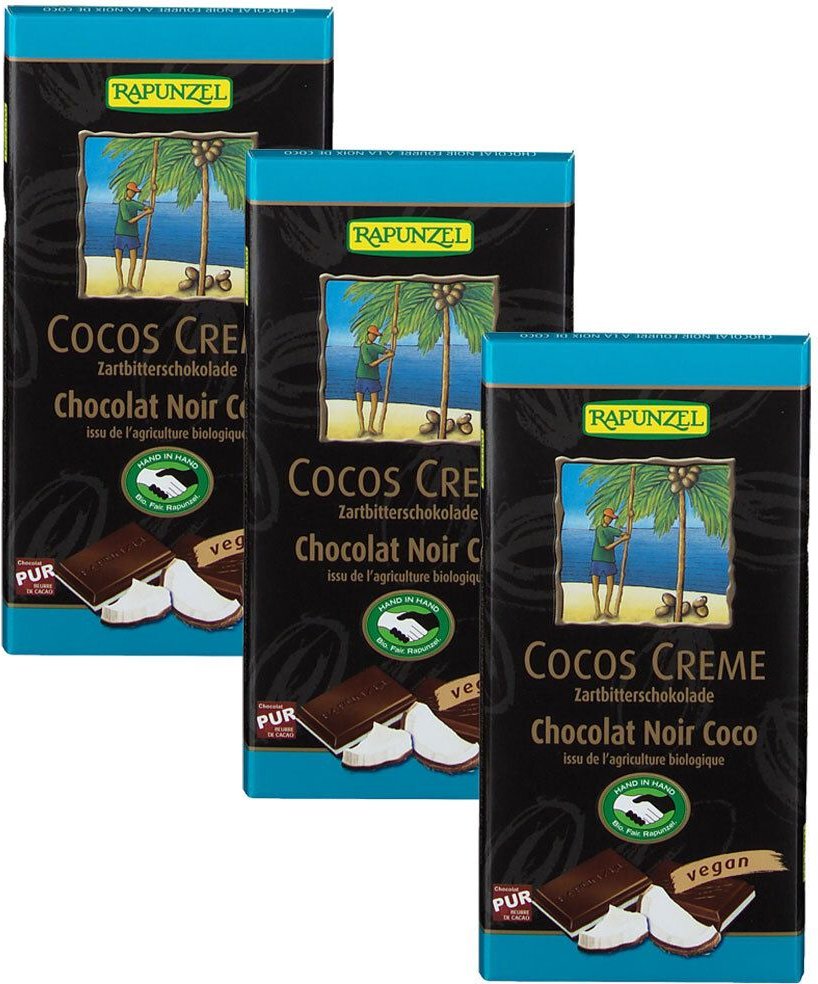 Rapunzel Bio Cocos Creme Zartbitter Schokolade 3x100 g