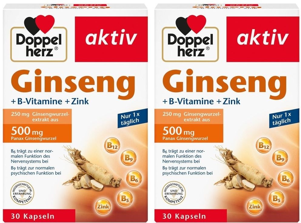 Doppelherz Ginseng 250+B-Vitamine+Zink Kapseln 2x 2x30 St