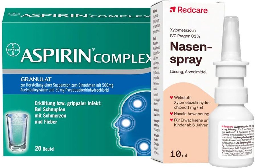Redcare Xylo 0,1 % Nasenspray + Aspirin Complex Granulat 1 St