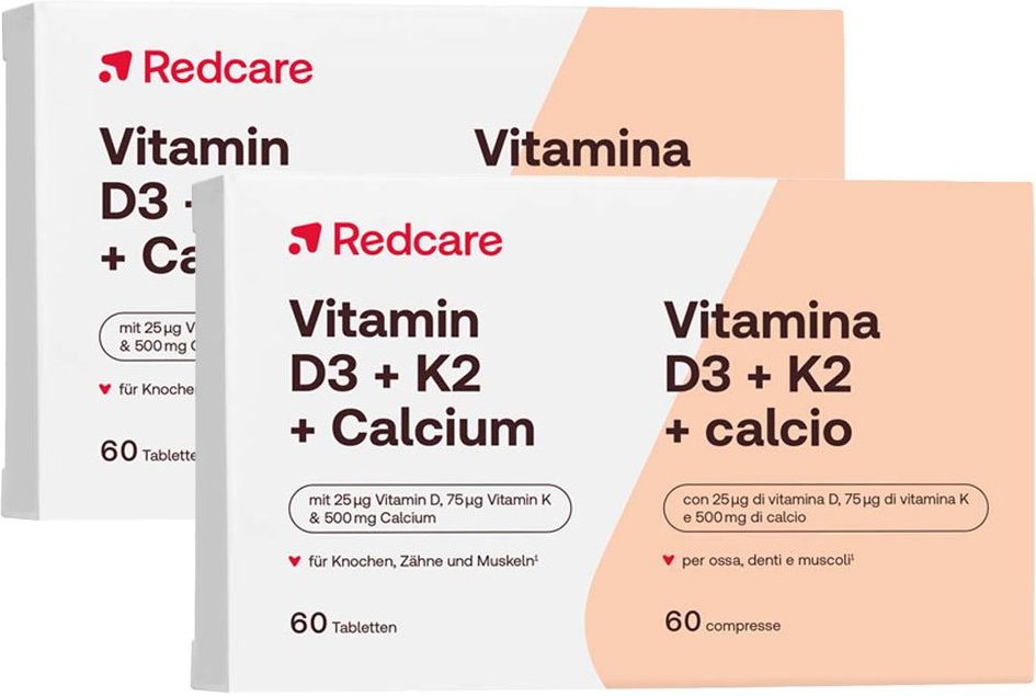 Redcare Vitamin D3, K2 und Calcium 60 Tabletten Doppelpack 2x60 St