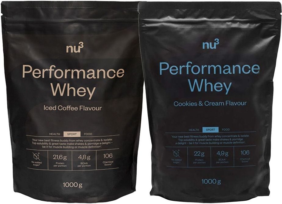 nu3 Performance Whey Doppelpack Iced Coffee & Cookies-Cream 2x1000 g Pulver