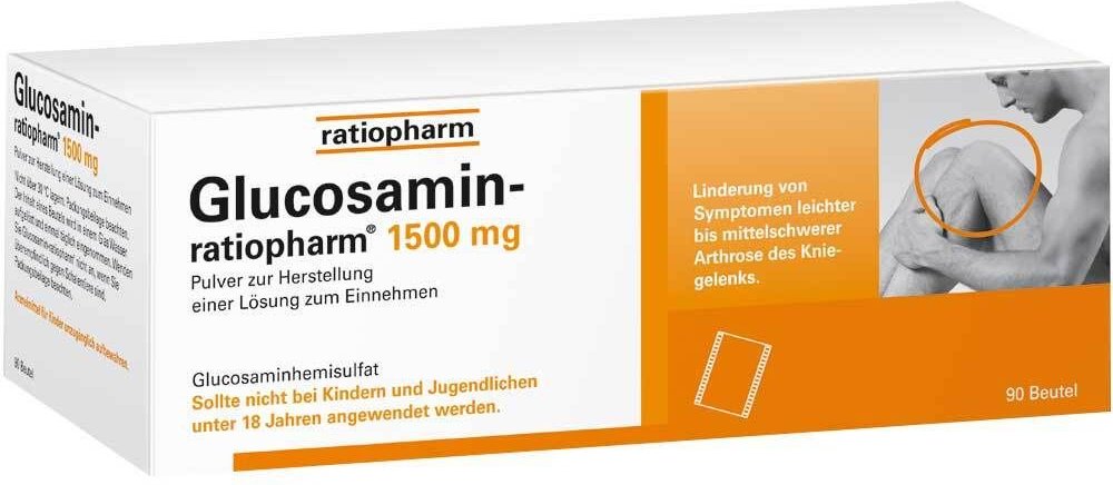 Glucosamin-Ratiopharm 1500 mg Plv.z.H.e.L.z.Einn. 90 St Pulver zur Herstellung einer Lösung zum Einnehmen