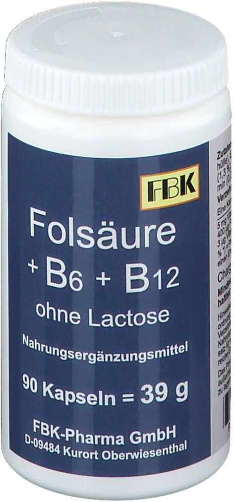 Folsäure + B 6 + B 12 ohne Lactose Kapseln