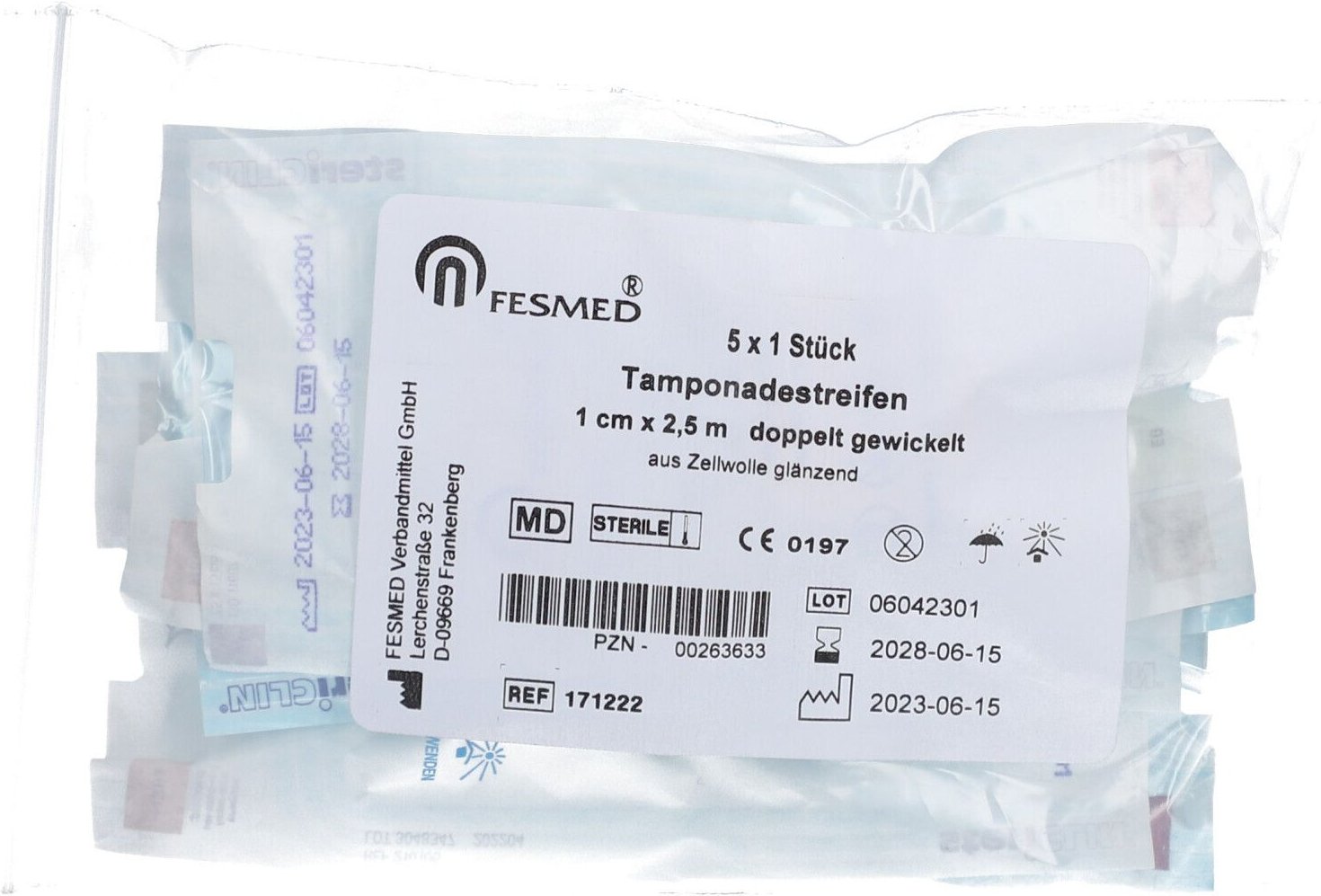 Tamponadestreifen steril 1cmx2,5m doppelt