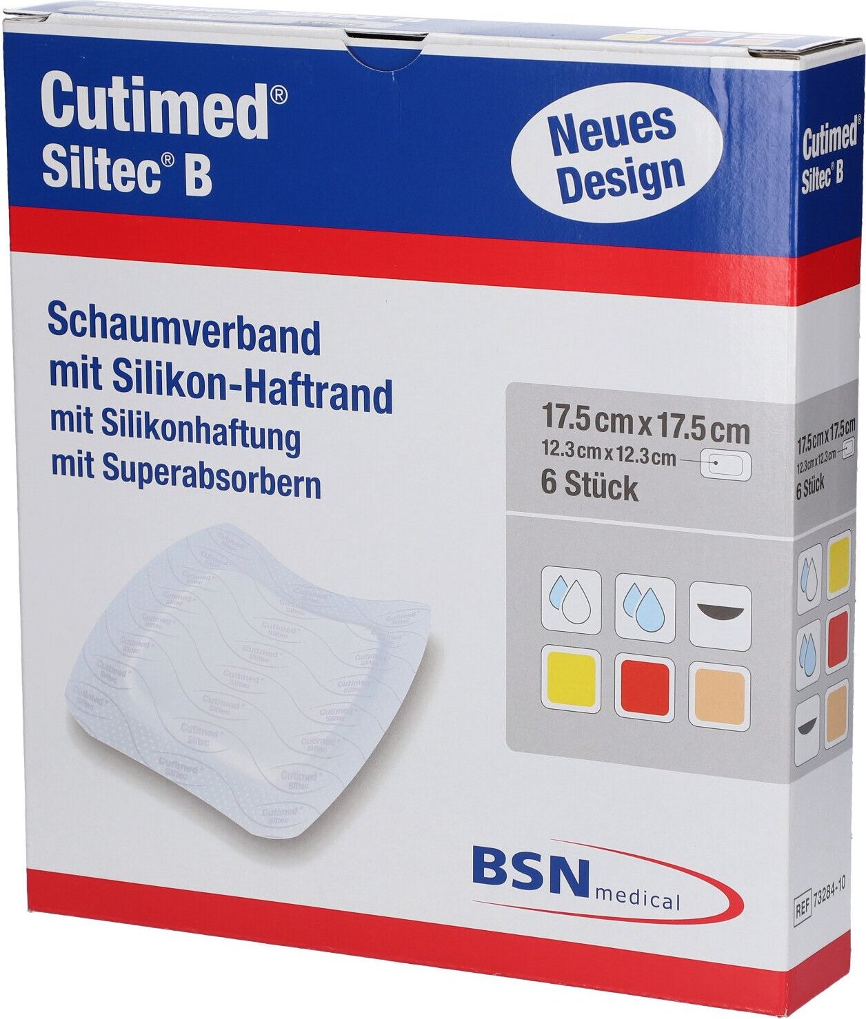 Cutimed Siltec B Schaumverb.17,5x17,5 cm m.Haftr. 6 St Kompressen