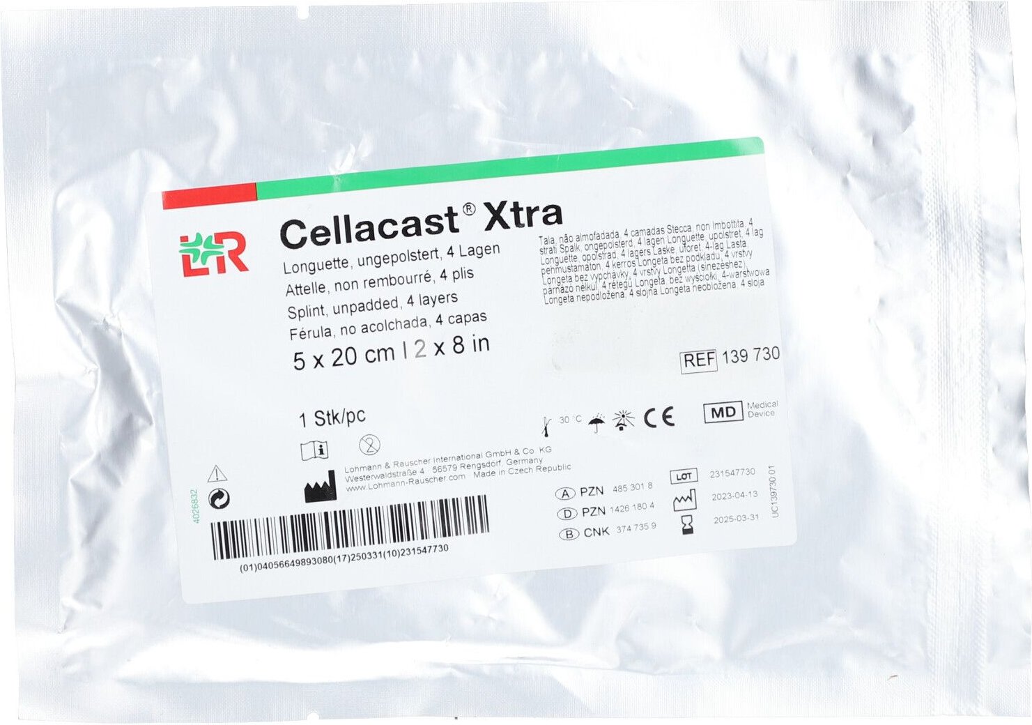 Cellacast Xtra Longuette ungepolst.5x20 cm 4f. 1 St Verband