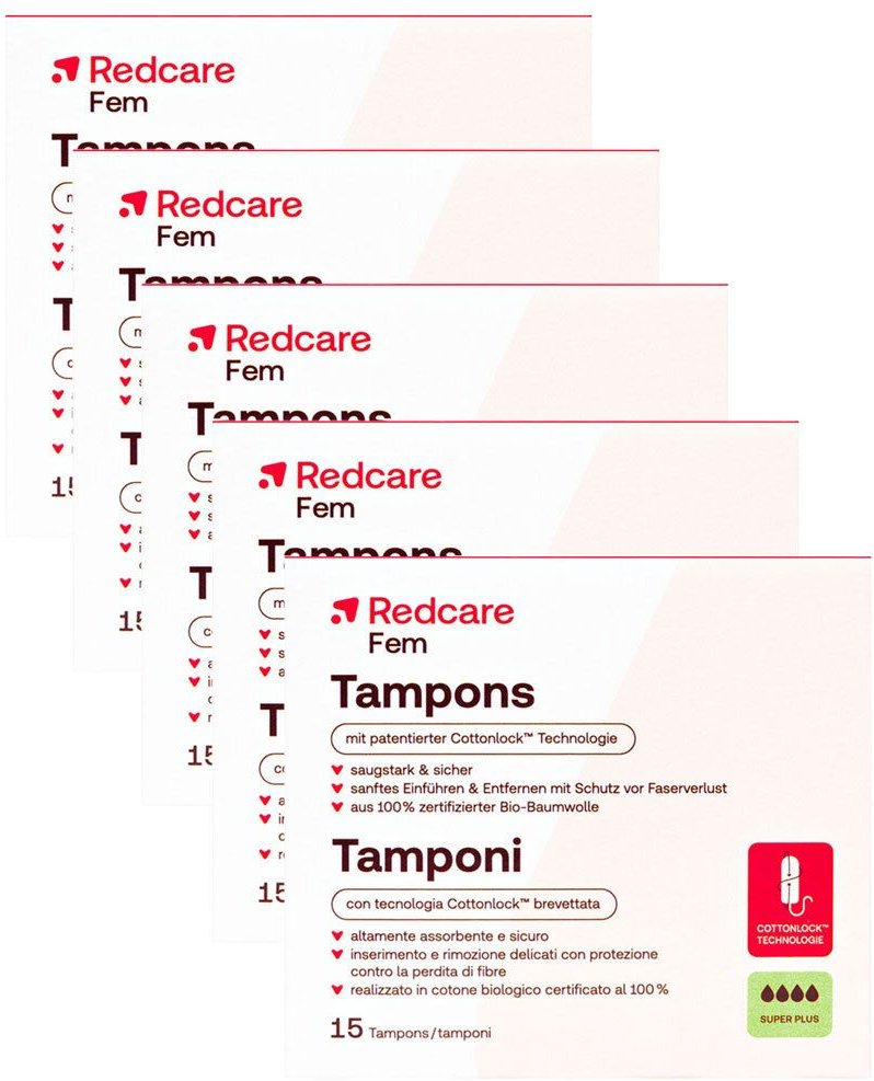 Redcare Tampons Super Plus Fünferpack 5x15 St Tampon