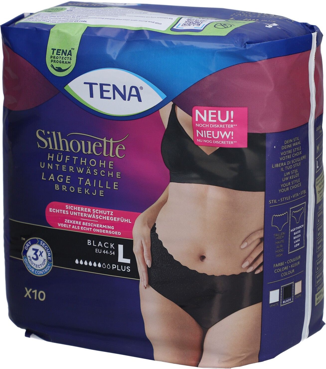 Tena Silhouette Plus L 95-125cm black 10 Stk St Inkontinenzslip