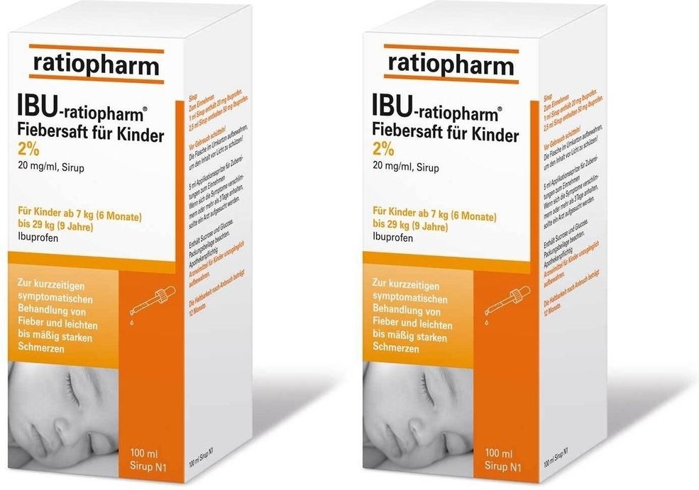 2x Ibu-Ratiopharm Fiebersaft für Kinder 20 mg/ml 2x100 ml Saft