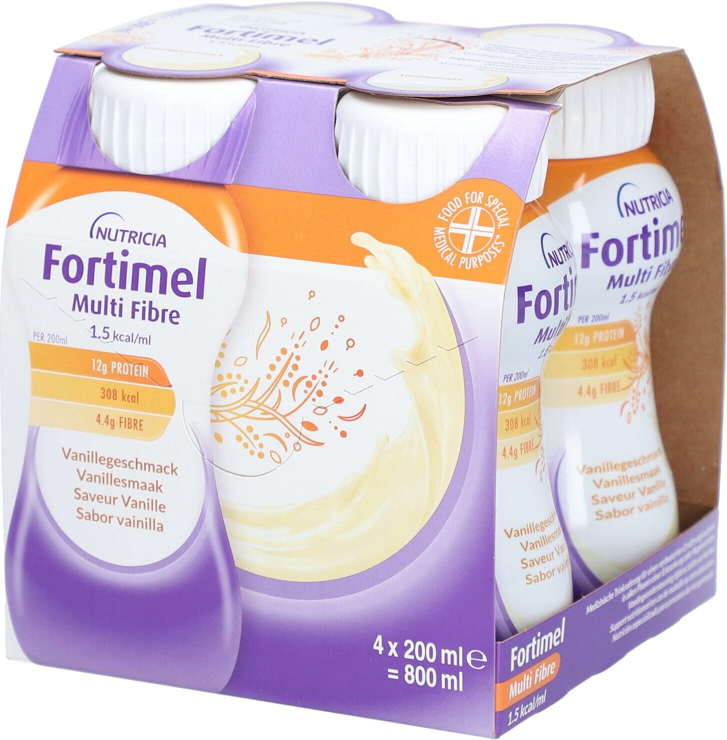 Fortimel Multifibre 1.5 kcal Vanillegeschmack 4x200 ml Flüssigkeit