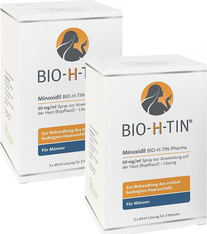 Thumbnail - 2er Set Minoxidil Bio-H-Tin 50mg/ml für Männer 2x3x60 ml Lösung
