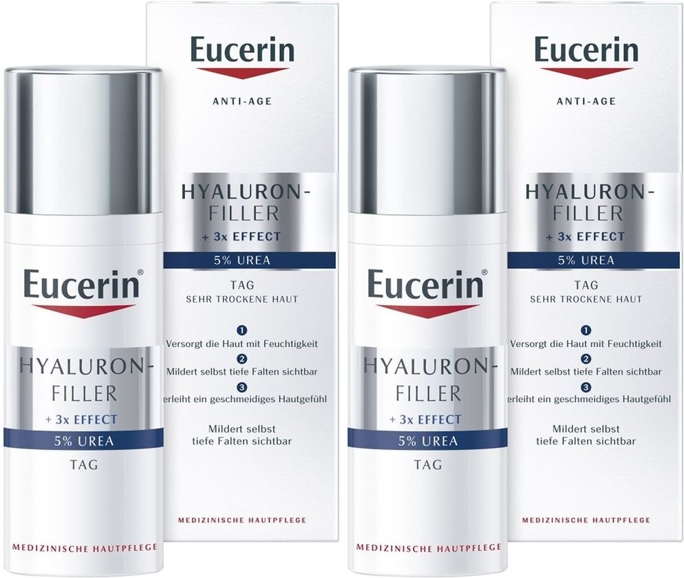 Eucerin Hyaluron-Filler 5% Urea Tagespflege x2 2x50 ml Tagescreme